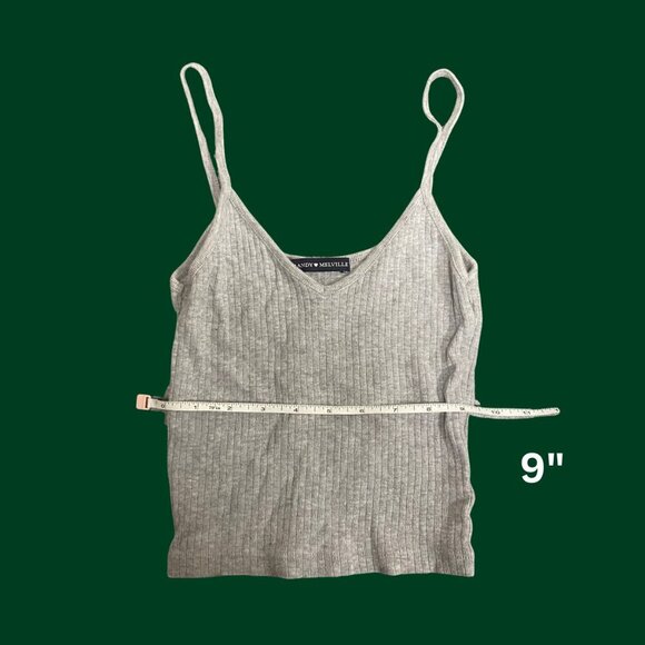 Brandy Melville Grey Ribbed V-Neck Cami Tank Top (OS, 100% Cotton, Made in Italy - Picture 4 of 6